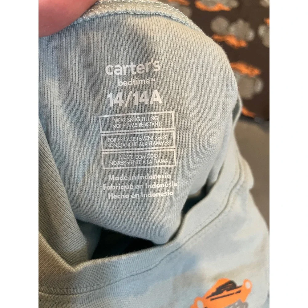 Carters Boys Monster‎ Truck Pajamas Set 4-Piece Snug Fit Blue Charcoal Sz 14 NWT